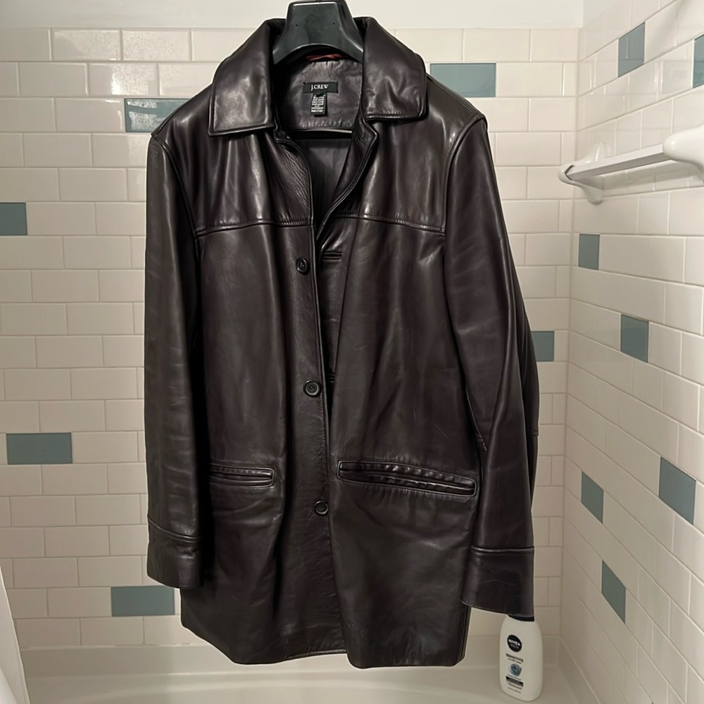 J. CREW Black Leather Barn Jacket